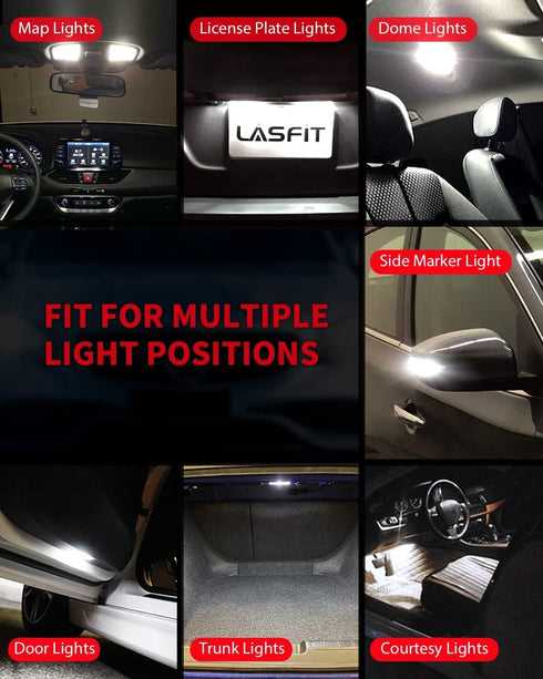 LASFIT 194 LED Bulb 6000K White, T10 168 2825 W5W LED Replacement Light Bulbs, For Dome Map Light, Door Light, Courtesy Light, License Plate Light...