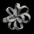 Vintage Silver Tone Micro Pave Crystal Floral Shaped Ribbon Brooch Wedding Pin Jewelry...