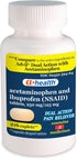 Dual Action Acetaminophen 250 mg and Ibuprofen (NSAID) 125mg Pain Reliever Caplets, 216 Count...