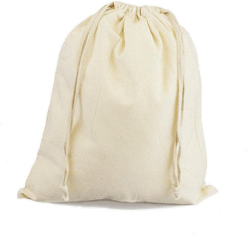 ToteBagFactory Cotton Drawstring Muslin Pouches Drawstring Favor Bags (Pack of 12) (10" x 12")...
