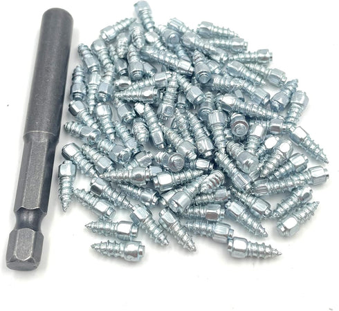 Bstenky 100PCS Carbide Screw Tire Studs, Anti-Skid Bicycle Tires Wheel Tyre Snow Studs With Installation Tools, Spikes (4 x 12mm) for Car Truck Bo...