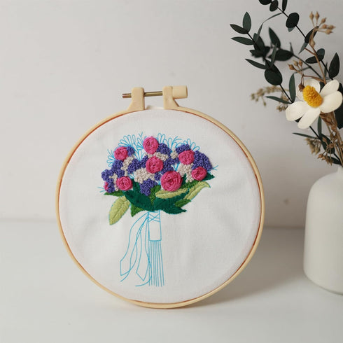 3 Sets Embroidery Starter Kit, Cross Stitch kit for Beginners DIY Adult Kids, Floral Embroidery kit with Bouquet Pattern, 3 Embroidery Fabric and ...