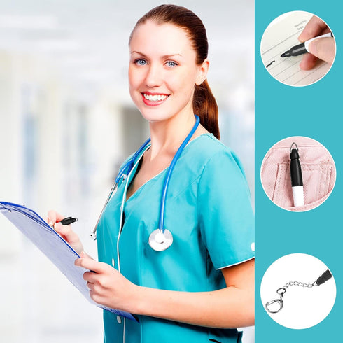 12 Pcs Permanent Markers Bulk Quick Drying Fine Point Tip Marker for Nurse Badge Waterproof Mini Hook Permanent Badge Ring Golf Ball Marker Keycha...