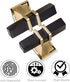 Cabinet Pulls Matte Black and Gold Cabinet Handles, 10 Pack Square Black and Gold T Bar Cabinet Handles Drawer Cabinet Knobs Cupboard Hardware, St...