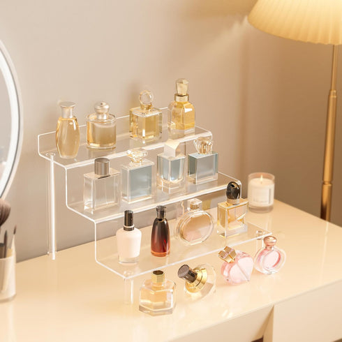 Grarry Acrylic Risers Display Stands, Perfume Organizer Stand, Acrylic Display Shelves Compatible with Funko POP Stand, Clear Display Stand Risers...