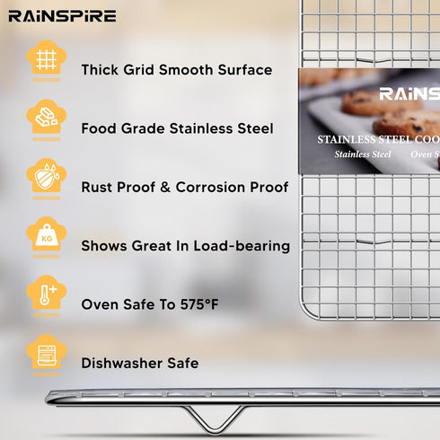 Cooling Rack Stainless Steel, Heavy Duty Cooling Racks for Cooking and Baking, Oven Safe Wire Rack for Cooking, Baking Rack for Oven Cooking Fits ...