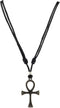 BlueRica Ankh Cross of Life on Adjustable Black Cord Necklace (Old Silver Finish)...