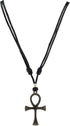 BlueRica Ankh Cross of Life on Adjustable Black Cord Necklace (Old Silver Finish)...
