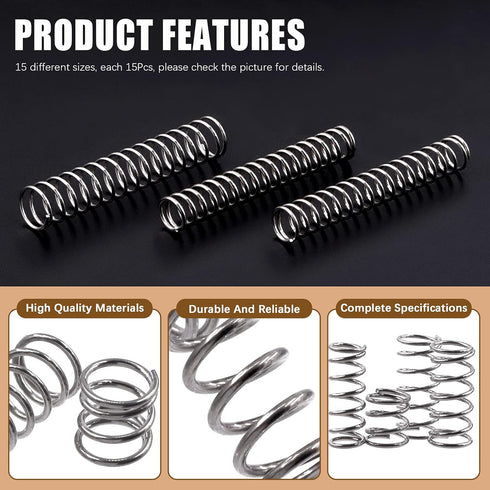 240Pcs 15 Sizes Compression Springs Assortment Kit, Mini Stainless Steel Extension Springs for Shop and Home Repairs, 0.39" to 1.97" Length, 0.16"...