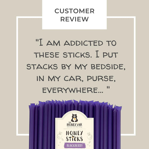 The Honey Jar Blackberry Flavored Honey Sticks - Pure Honey Straws For Tea, Coffee, or a Healthy Treat - One Teaspoon of Flavored Honey Per Stick ...