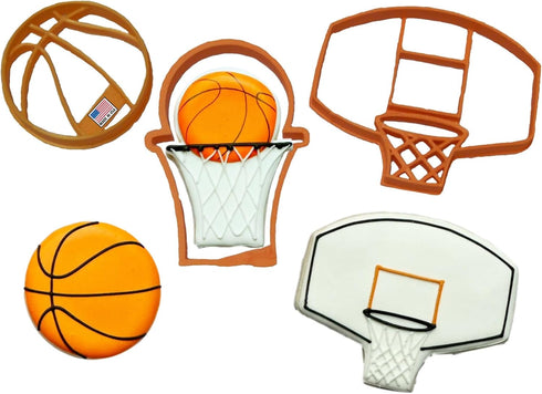 BASKETBALL COOKIE CUTTERS American Hoops Sport Basketball Game Hoop Backboard And Basketball in Hoop Cookie Cutters Made In The USA For Birthday G...