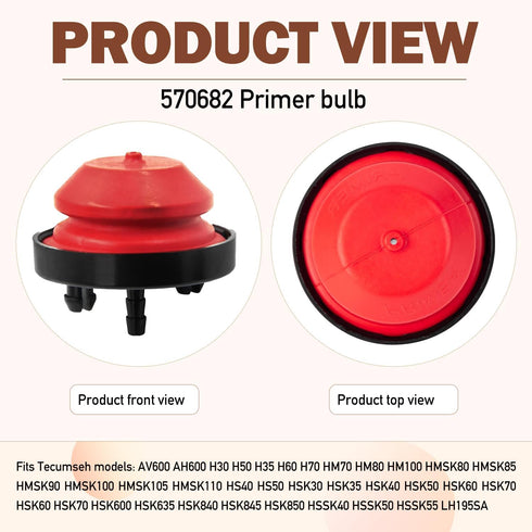 570682 570682A 570629B Primer Bulb Replace Tecumseh Snowblower AV520 HMSK100 HMSK105 HMSK110 & Troybilt 751-10888a 951-10639A 951-10639A 751-10639...