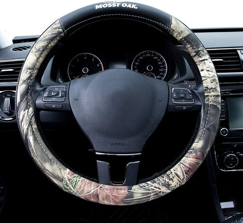 MOSSY Oak Camo Steering Wheel Cover, Universal 15 inch - Made with Premium PVC Leather and Cotton Fabric - Official Licensed Product...
