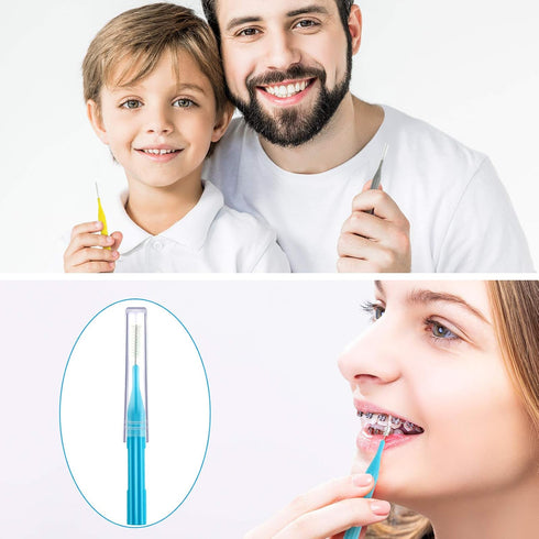 50 Pieces Braces Brush for Cleaner Interdental Brush Toothpick Dental Flossing Head Oral Hygiene Flosser Tooth Cleaning Tool (Light Blue, Purple, ...