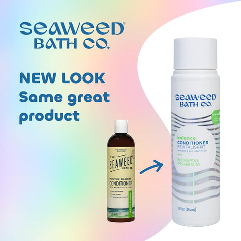 Seaweed Bath Co. Balance Conditioner, Eucalyptus Peppermint Scent, 12 Ounce, Sustainably Harvested Seaweed, Pro Vitamin B5, For Normal to Oily Hai...