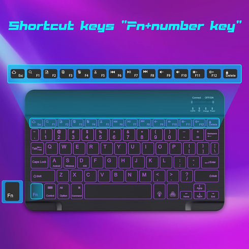 DTTO Bluetooth Keyboard, Wireless Rechargeable Keyboard for Android Tablet Cell Phone Smartphone iPad Pro Air Mini iPhone Windows Surface, Black.....