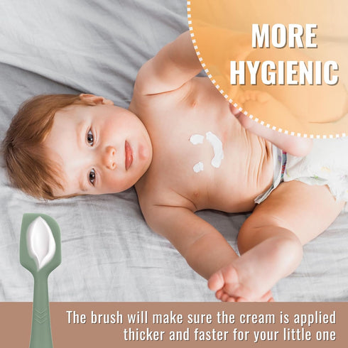 Diaper Cream Applicator Set - Soft Silicone Baby Butt Brush with Suction Base, Baby Butt Spatula, Full Size - Newborn Baby Essentials (2Packs-Natu...