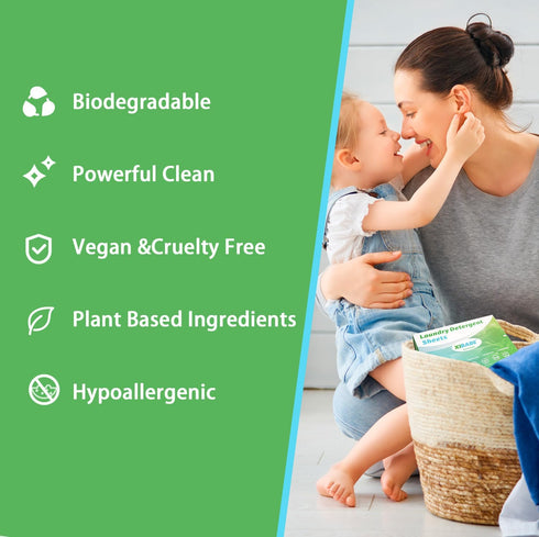 Laundry Detergent Sheets Vegan, No Plastic Jug, No Mess & Liquid Free, Laundry Sheets in Washer, Hypoallergenic, Plant Powered Laundry Detergent S...