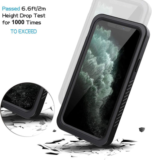 Lanhiem for iPhone 11 Pro Max Case, IP68 Waterproof Dustproof Case with Built-in Screen Protector, Heavy Duty Full Body Protective Clear Back Phon...