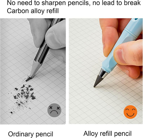 Everlasting Pencils,Inkless Pencil Set(8Pcs Everlasting Pencils with Eraser+8 Pcs Replaceable Nibs)...