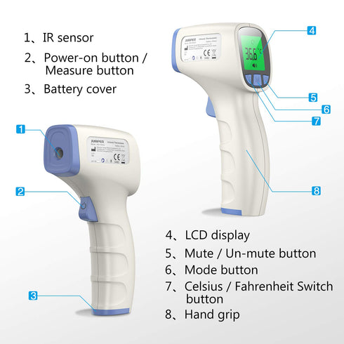Forehead Thermometer, Non Contact Thermometer for Forehead and Object Surface Measurement with Instant Reading and Fever Warning for Kids and Adul...