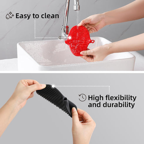 4PCS Oven Mitts, Silicone Pot holders Heat Resistant, Mini Oven Gloves for Kitchen, Thickened Silicone Hot Pads for Cooking & Baking(2Red2Black)...