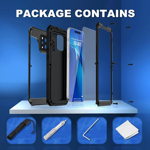 Mitywah Waterproof Case for iPhone 14 Pro Max, Heavy Duty Metal Case with Built-in Screen Protector, Military Grade Drop Protection Full Body Alum...