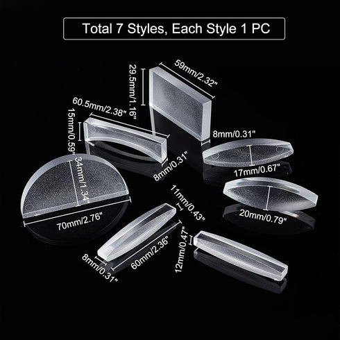 AHANDMAKER 7 Pcs Physical Optical Experiment Set, Acrylic Optical Lens and Prism All Faces Fully Polished for Lab Supplies Physics Teaching (Recta...