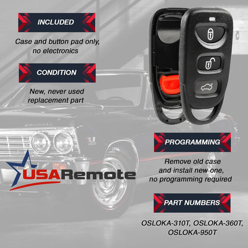 Case Shell Key Fob Keyless Entry Remote fits Hyundai Elantra Sonata/Kia Forte Optima Spectra...