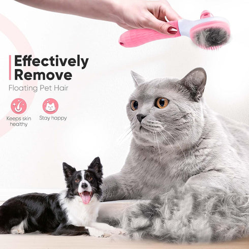 Cat Brush Self Cleaning Slicker Brush with Release Button, Dog Shedding Brush for Grooming, Cat Comb Pet Massage Tool Suitable for Long or Short P...
