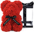 LINKLO Rose Bear Rose Teddy Bear -10 inch Artificial Rose Flower Bear, Gift for Wedding, Mothers Day and Anniversary, Including Transparent Gift B...