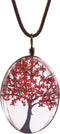 Life of Tree Multi Colors Queen Anne's Lace Dried Flowers Oval Pendant Necklace (4 Colors)...