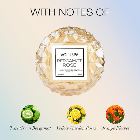 Voluspa Bergamot Rose, Macaron Candle, 1.8 oz, 15 Hour Burn Time, Coconut Wax for Clean Burning, Handcrafted in The USA...