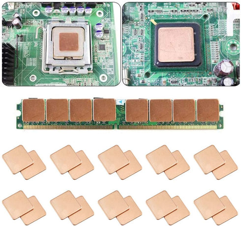 E-outstanding 20pcs 20x20x1.2mm DIY Cooling Heatsink Copper Shims Purplish Red Thermal Pad for Laptop IC Chipset GPU CPU...