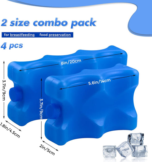 Pack of 4 Reusable Ice Packs for Breastmilk Storage, Bottle Ice Packs for Breastfeeding Mom...