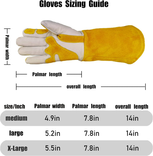Professional MIG/TIG Welding Gloves extra Large, Reinforced Palm & Thumb & Index Finger, Seamless Forefinger, Top Grain Leather Cowhide, Comfort a...