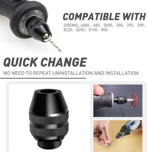 2 Pack YAFIYA Compatible Chuck Adapter Quick Change Keyless Drill Chuck Replacement Compatible with 4486 Rotary Tool 3000 4000 7700 8200 Driver Co...