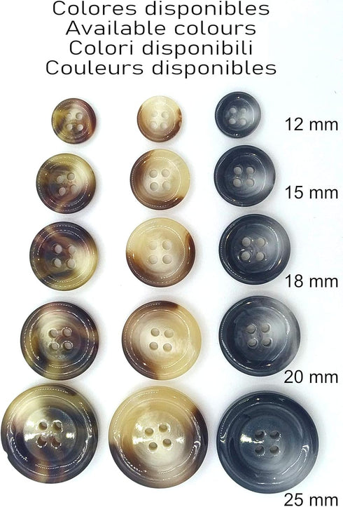 Ecru, Brown and Grey Watercolour Buttons - Horn Buttons for Shirts, Jackets, Americans and Coats - Sewing Accessory - Made and Shipped from Spain ...