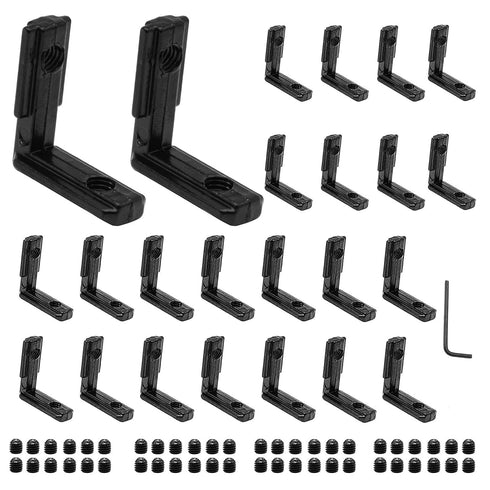 24pcs 2020 Extrusion Connector Bracket Joint Extruded Aluminum Hardware T-Slot Accessories V-Slot with Screws for 8020 Aluminum Profile 3D Printer...