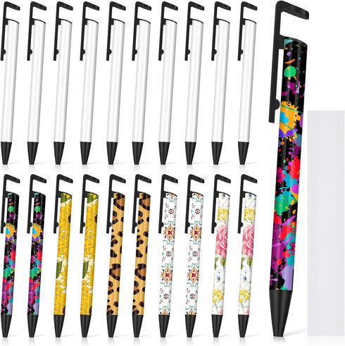 Sublimation Pens Blank Heat Transfer Pen Sublimation Ballpoint Pen with Shrink Wrap White Aluminum Customized Clip Pen School Supplies for Christm...