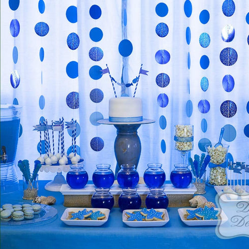 Cheerland Royal Blue Circle Garland Glitter Hanging Polka Dots Streamer Banner Backdrop Kids Birthday Party Decoration Wedding Graduation Ramadan ...