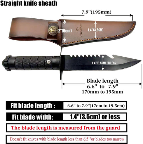 Fixed Blade Knife Sheath Fits up to 8 Inch Blade,Leather Knife Sheaths Knife Holder Hunting Knife Sheath,Straight Knife Sheath Brown...
