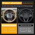 XCBYT Car Steering Wheel Cover - Stitch Steering Wheel Wrap Thin PU Leather Steering Wheel Cover Sewn on 14.5-15" Wrap for Man Women...
