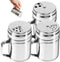 3Pcs Seasoning Bottle with Handle Stainless Steel Dredge Shaker Rub Spice with Holes Powdered Sugar Shaker with Lid Shaker Cooking Rotatable Cover...