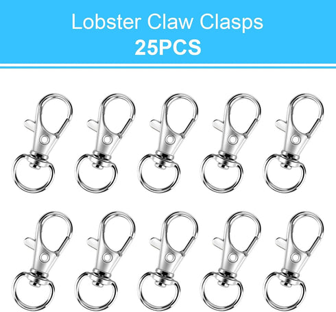 50PCS Metal Lobster Claw Clasp with Key Rings, 25PCS Keychains Clips Hooks and 25PCS Key Chain Rings, keychain accessories, keychain Rings making ...