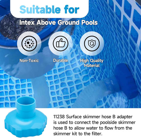 11238 Surface Skimmer Hose Adapter, Pool Vacuum Hose B Adapter Replacement for Intex above Ground Swimming Skimmer Wall Mount Attachment & 25016 P...