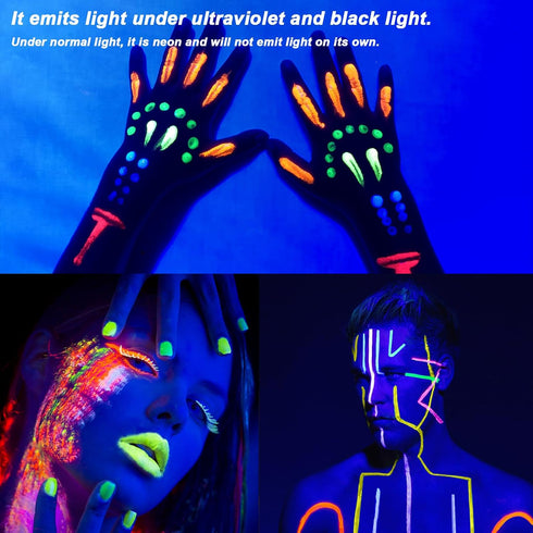 10 Color Glow in The Dark Face Paint,UV and Black Light Neon Face and Body Painting Set Mardi Gras Halloween Masquerade Black Light Birthday Party...