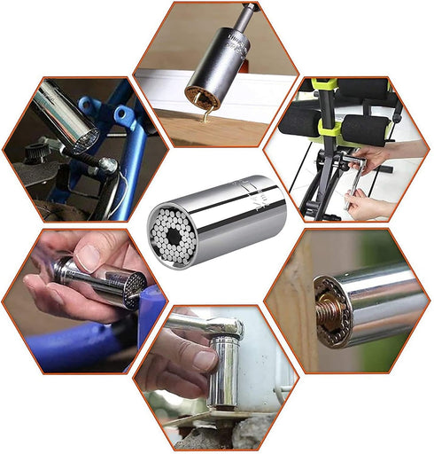 3 Pack Universal Socket, 7mm-19mm Multi-function Socket Metric Wrench Power Drill Ratchet Adapter & 105 Degree Right Angle Extension Power Screwdr...