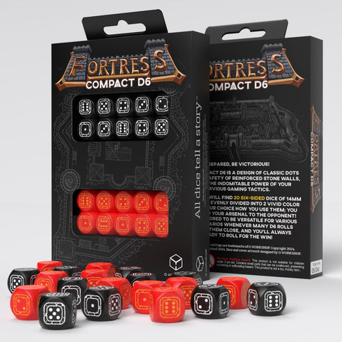 Fortress Compact D6: Black & Red by Q-Workshop, Dice for RPG Board Games, for 1+ Players and Ages 14+...