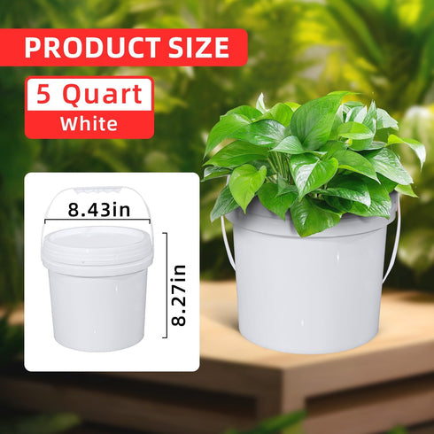 5 Pcs/5 Quart Cleaning Bucket with Airtight Lid, Small Plastic Bucket with Lid and Handle, Mop Bucket for House Cleaning, Car Washing, Fitment, De...